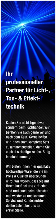 Ihr professioneller Partner für Licht-, Ton- & Effekttechnik